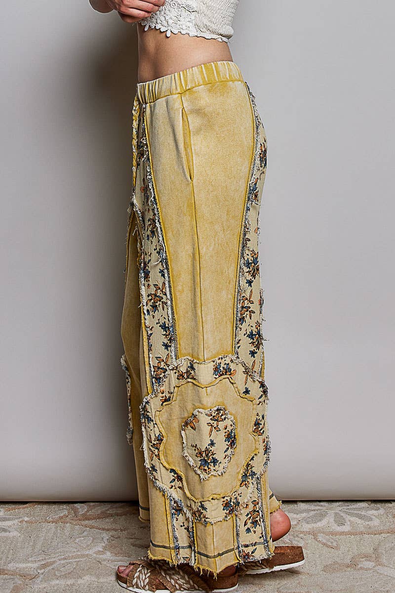 Floral Patch Wide Leg Pants