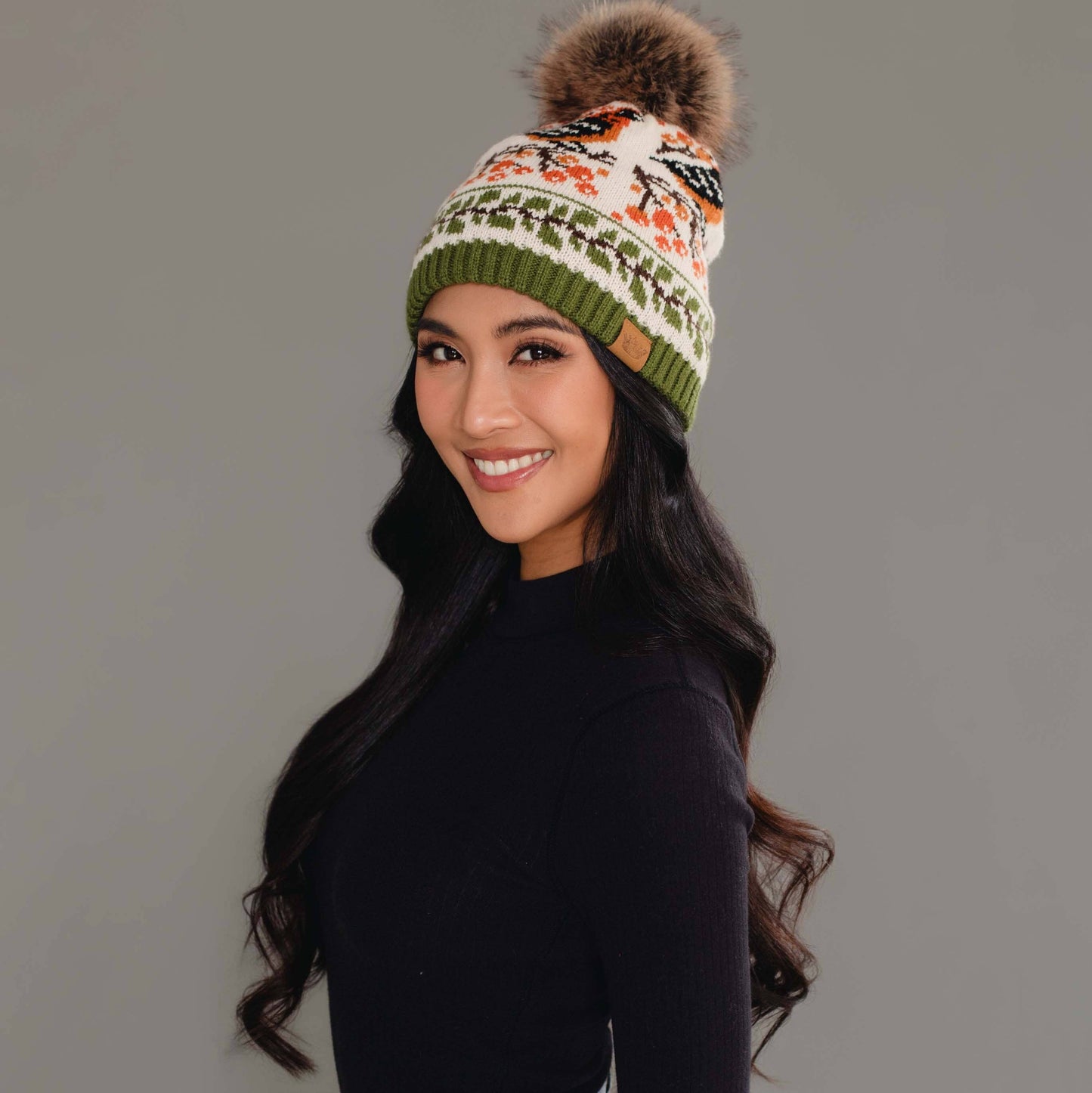 Olive & Cream Bird Hat