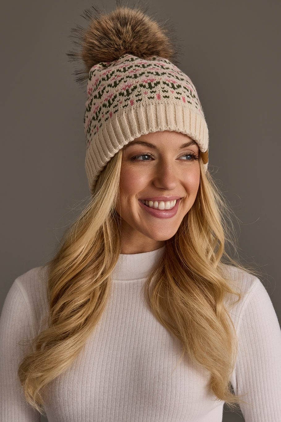 Cream/Pink Flower Hat
