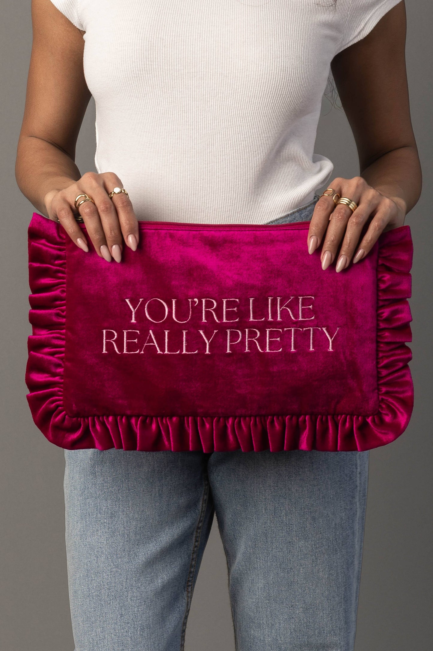 You're Like Really Pretty Ruffle Travel Pouch