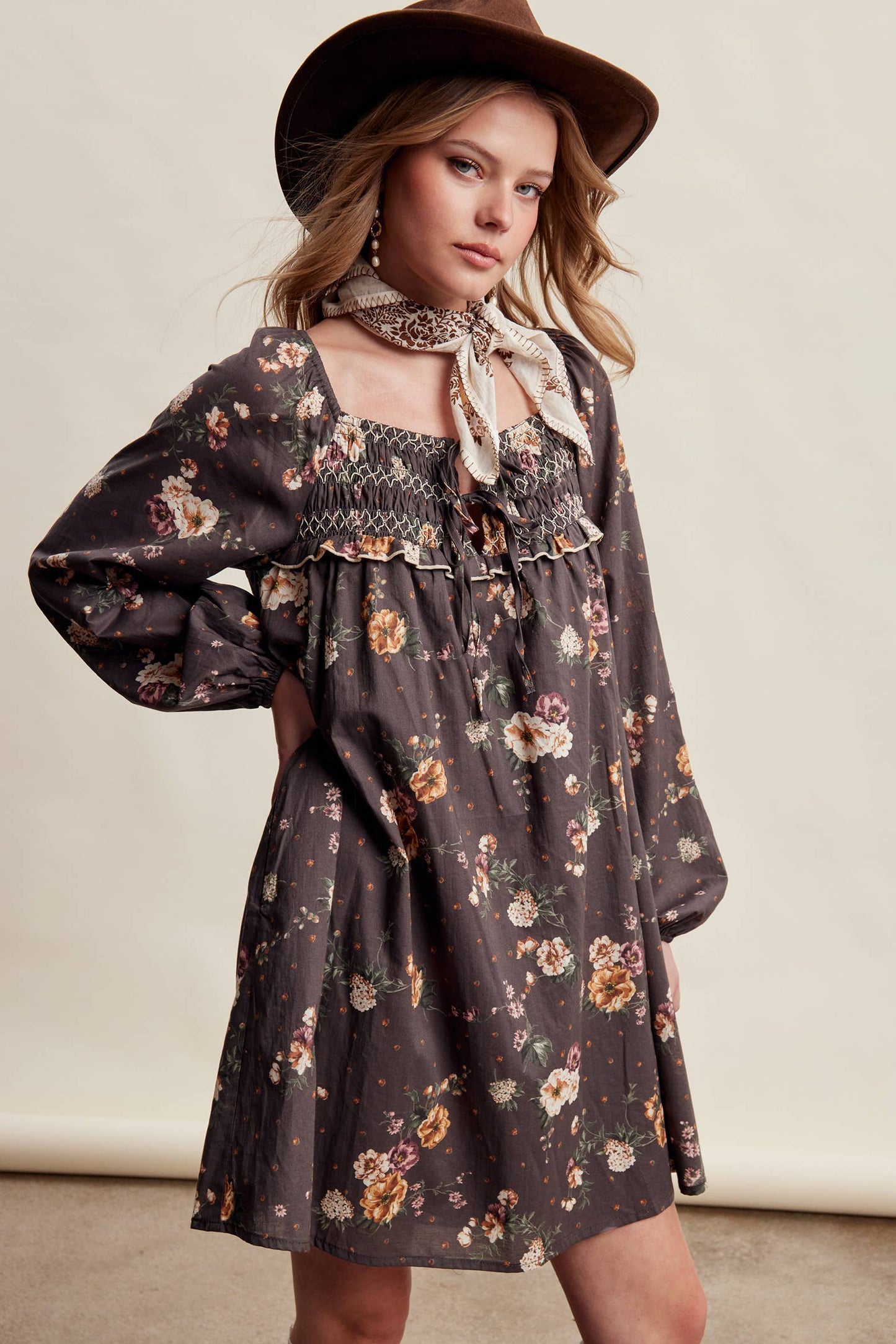 Smocked Floral Dress
