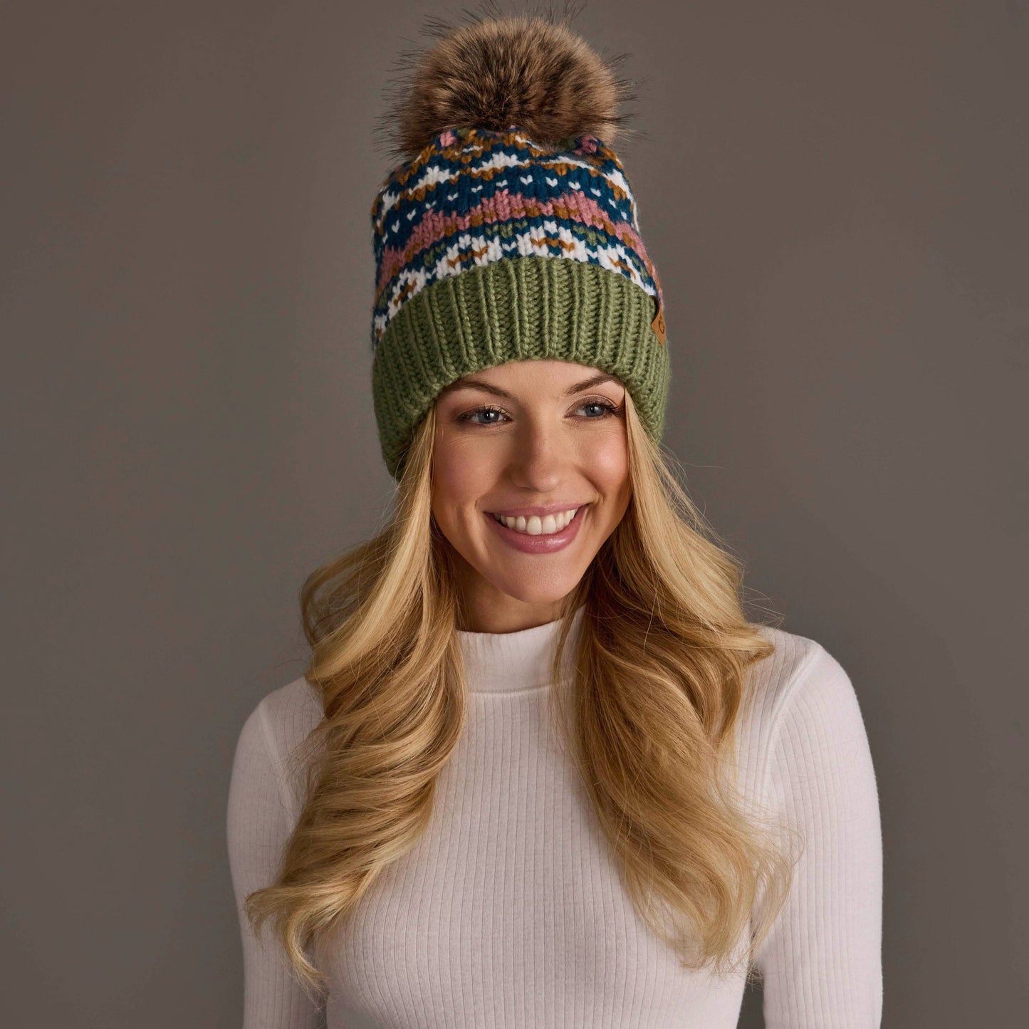 Green, Blue, Pink & Brown Hat