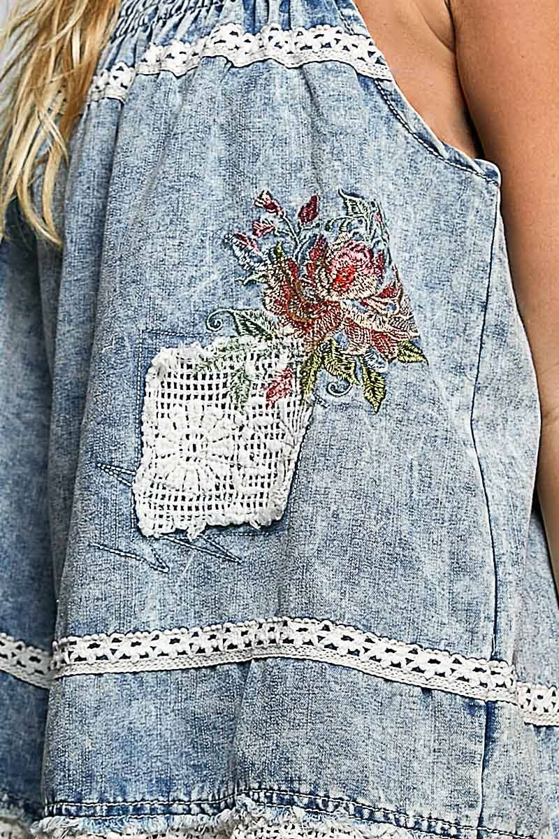 POL:  Denim Patch Top