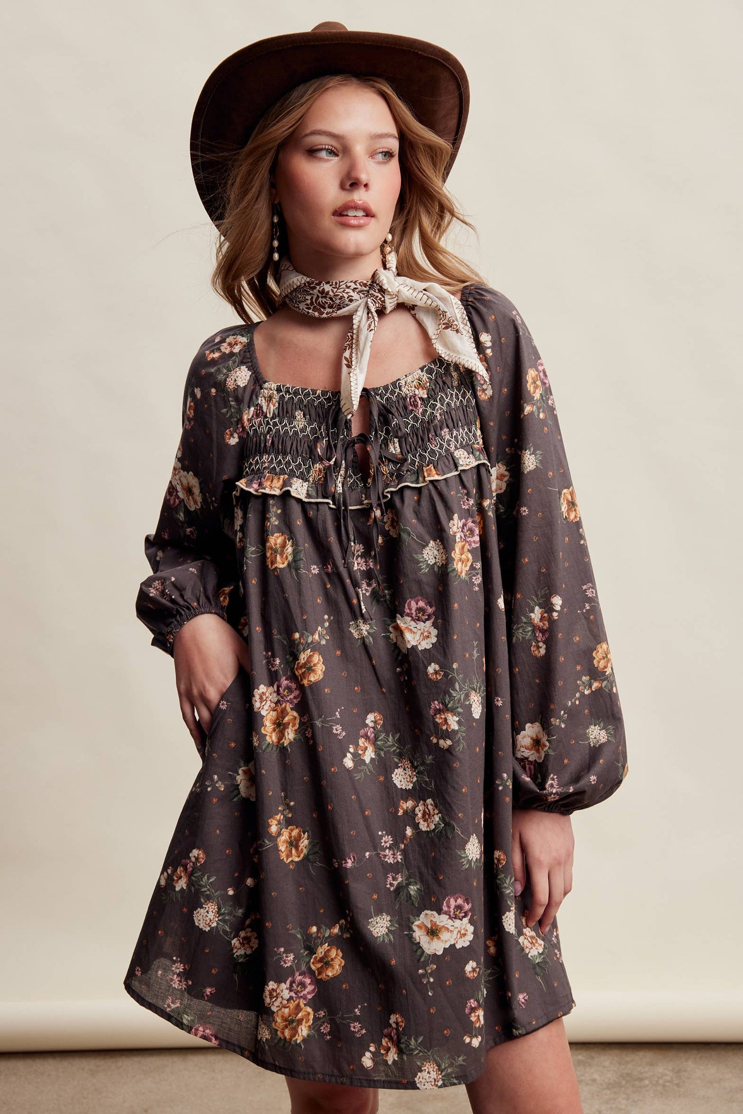Smocked Floral Dress
