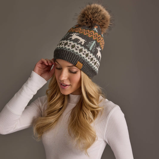 Gray Deer Winter Pattern Hat