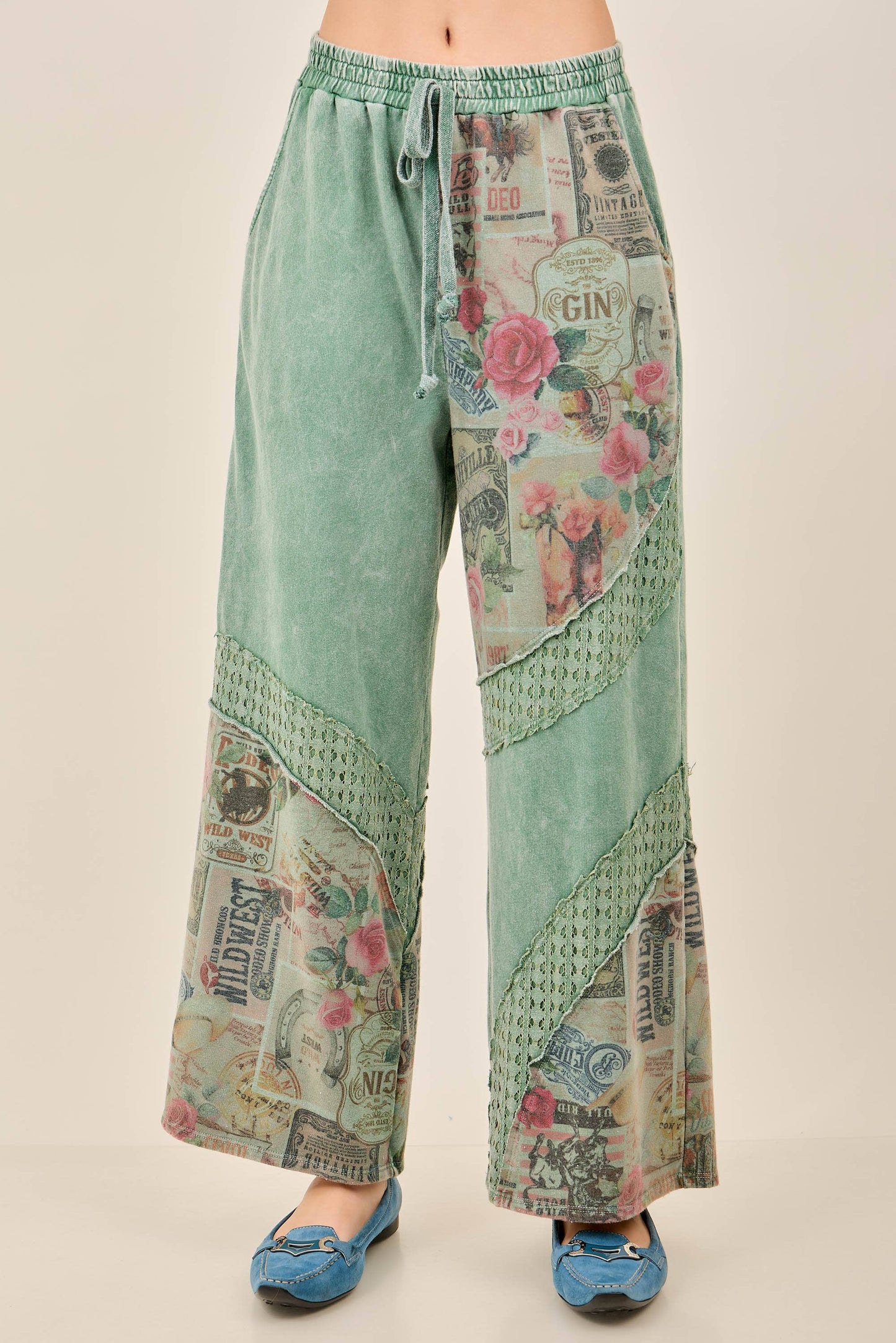 Vintage Collage Print Pants