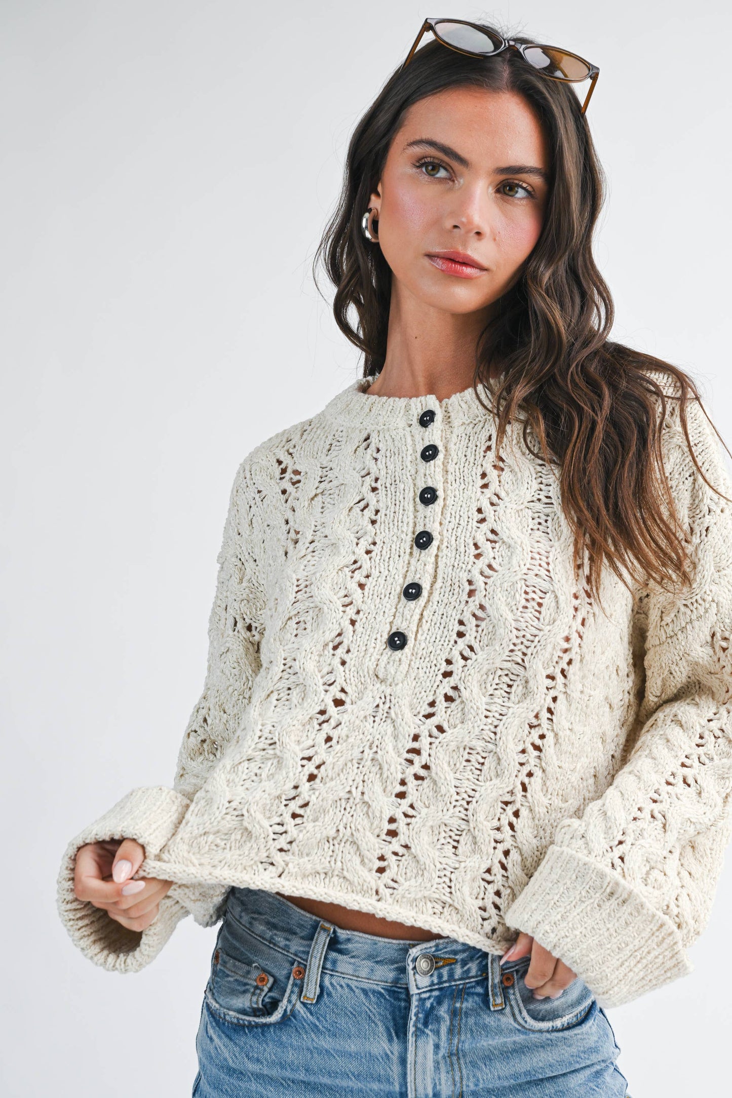 Cropped Henley  Sweater