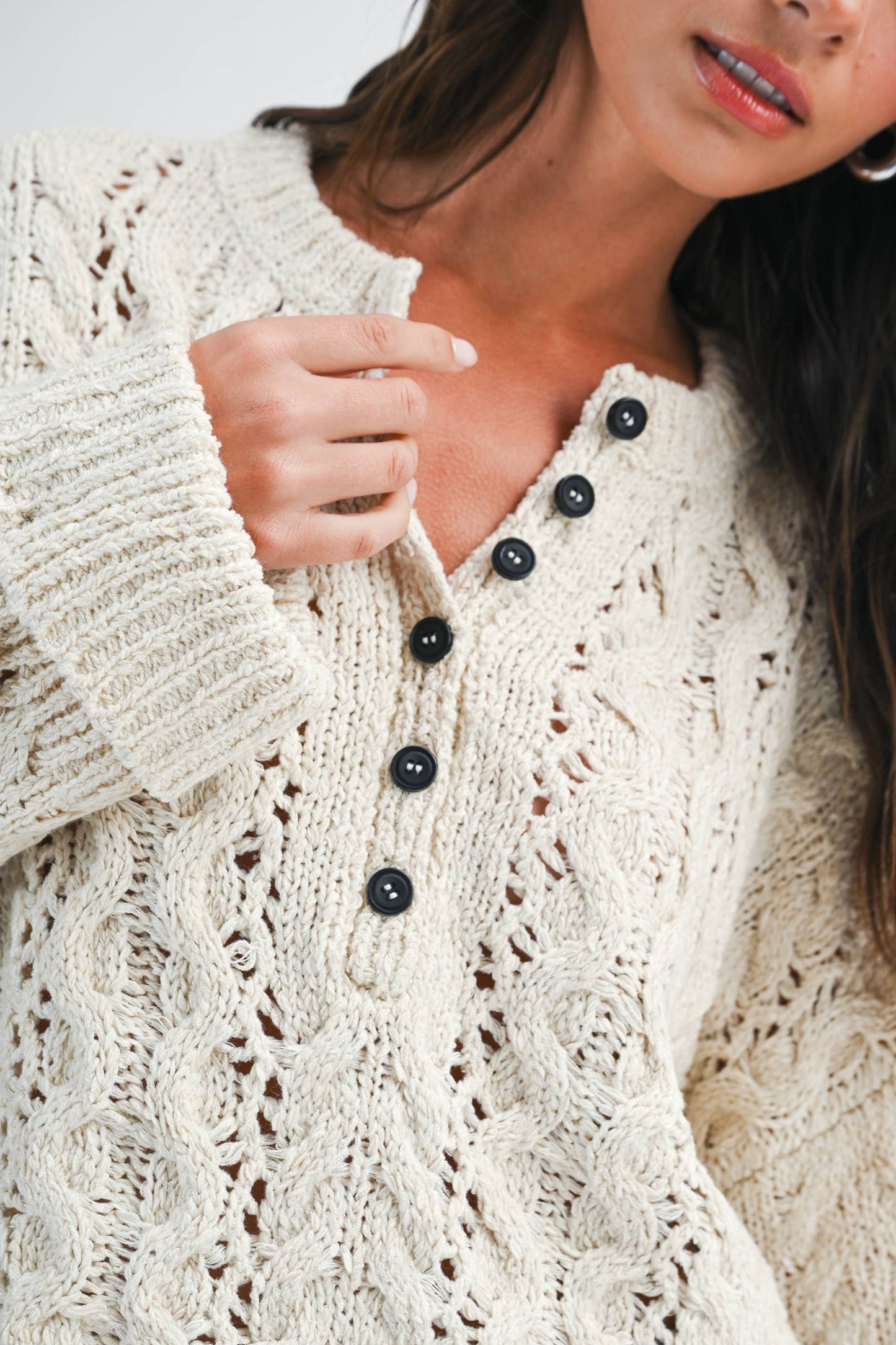 Cropped Henley  Sweater