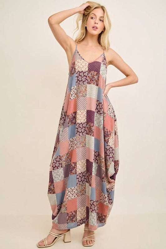 Flowy Patchwork Maxi Dress