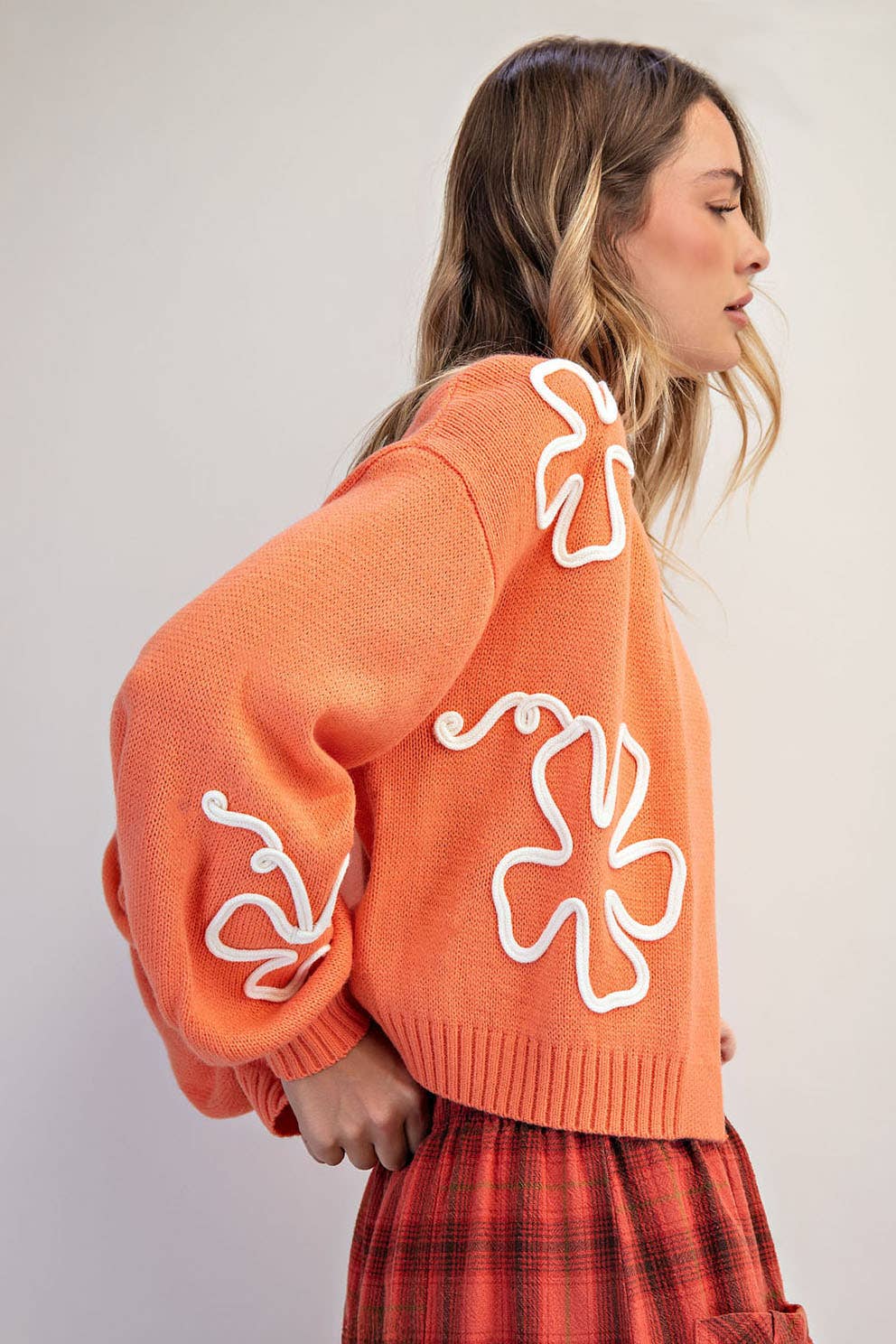 FLORAL MOTIF CROP CARDIGAN