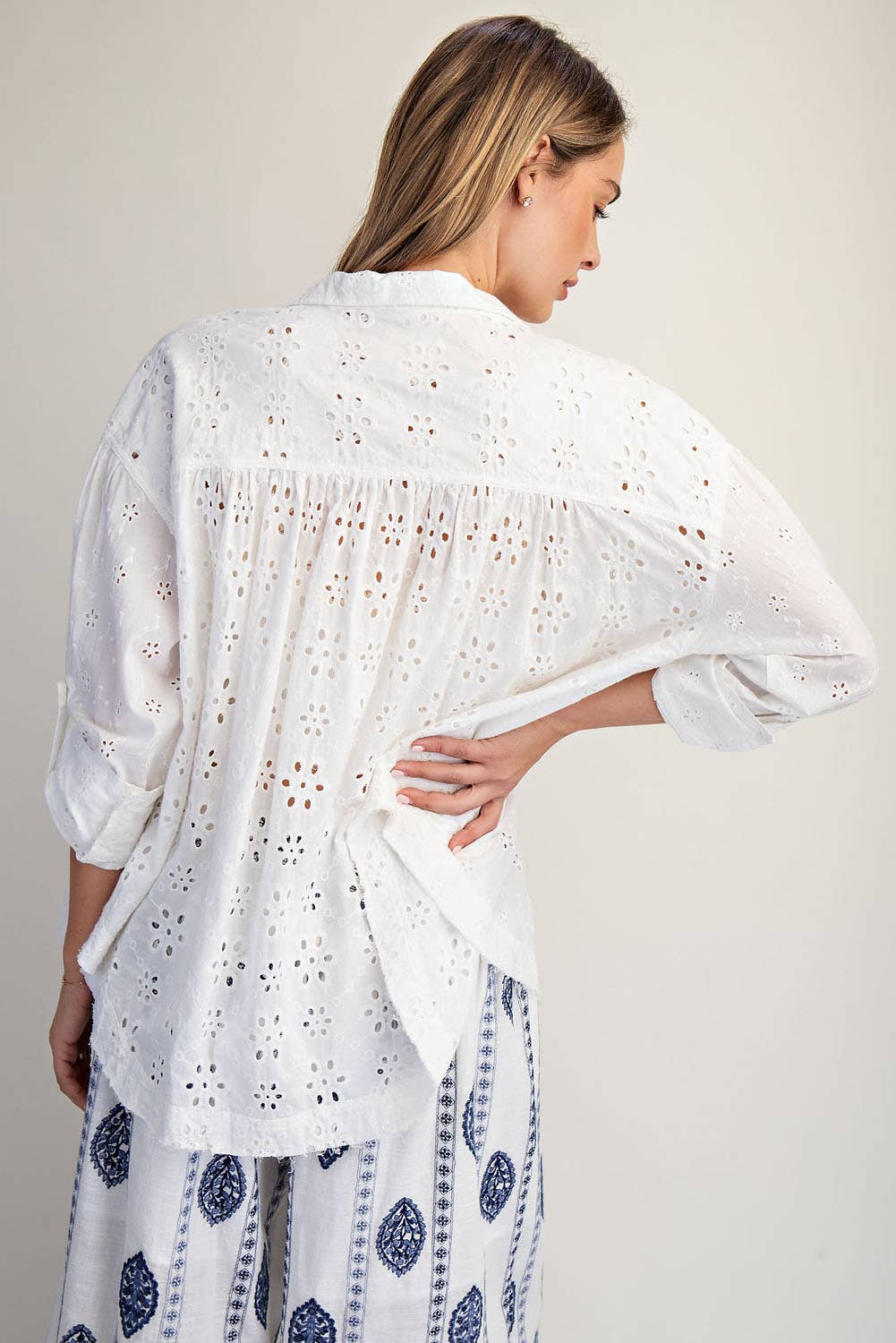 WASHED EYELET SHIRT