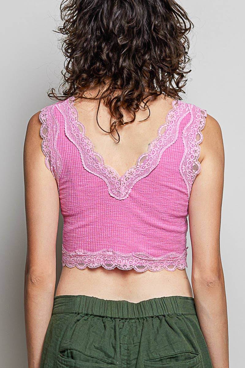 Pol: Lace Trim Crop Top