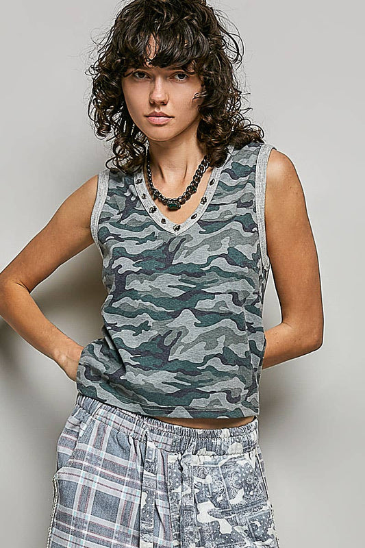 POL: V-Neck Stud Tank