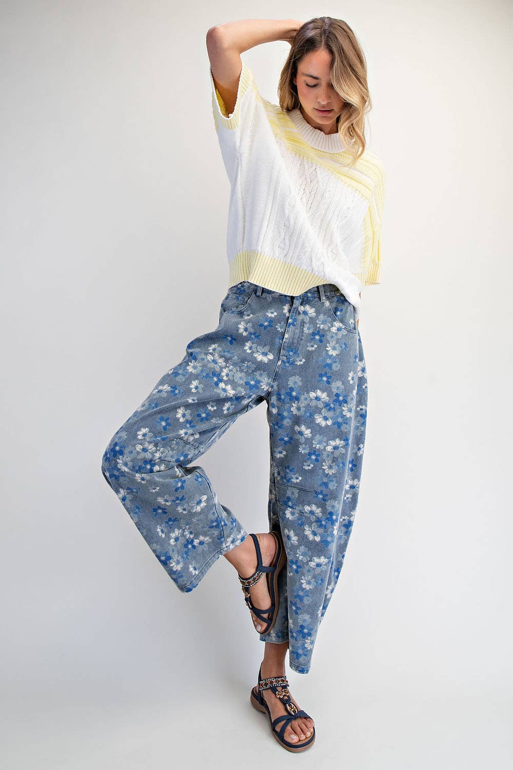 GOOD LUCK PRINTED BARREL JEANS