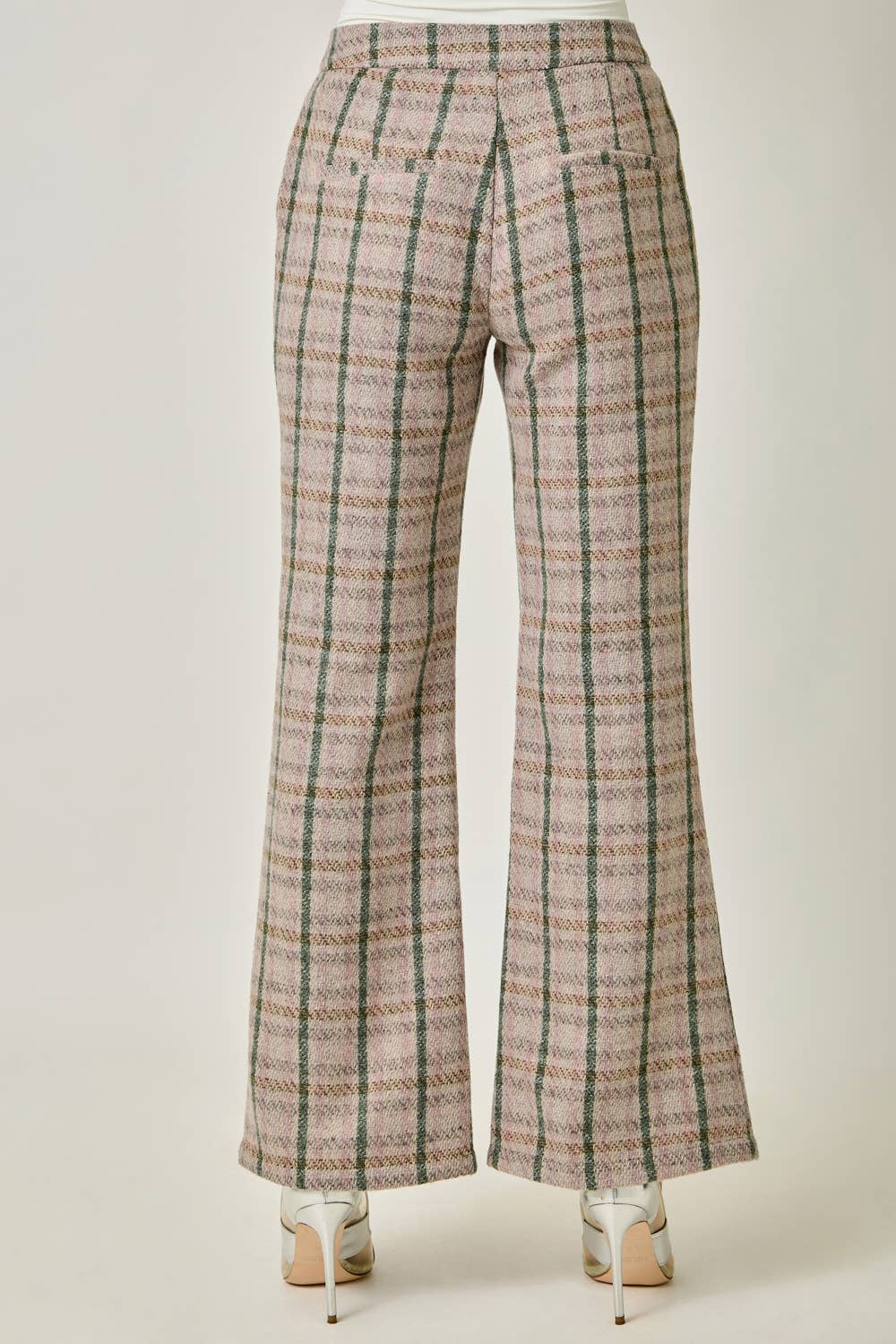 Plaid Bootcut Trousers