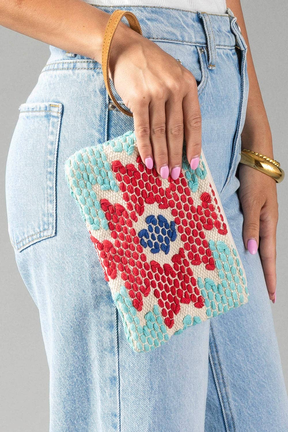 Red Aztec Wristlet