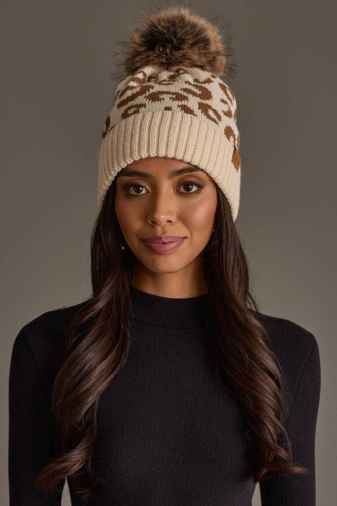 Cream Leopard Hat