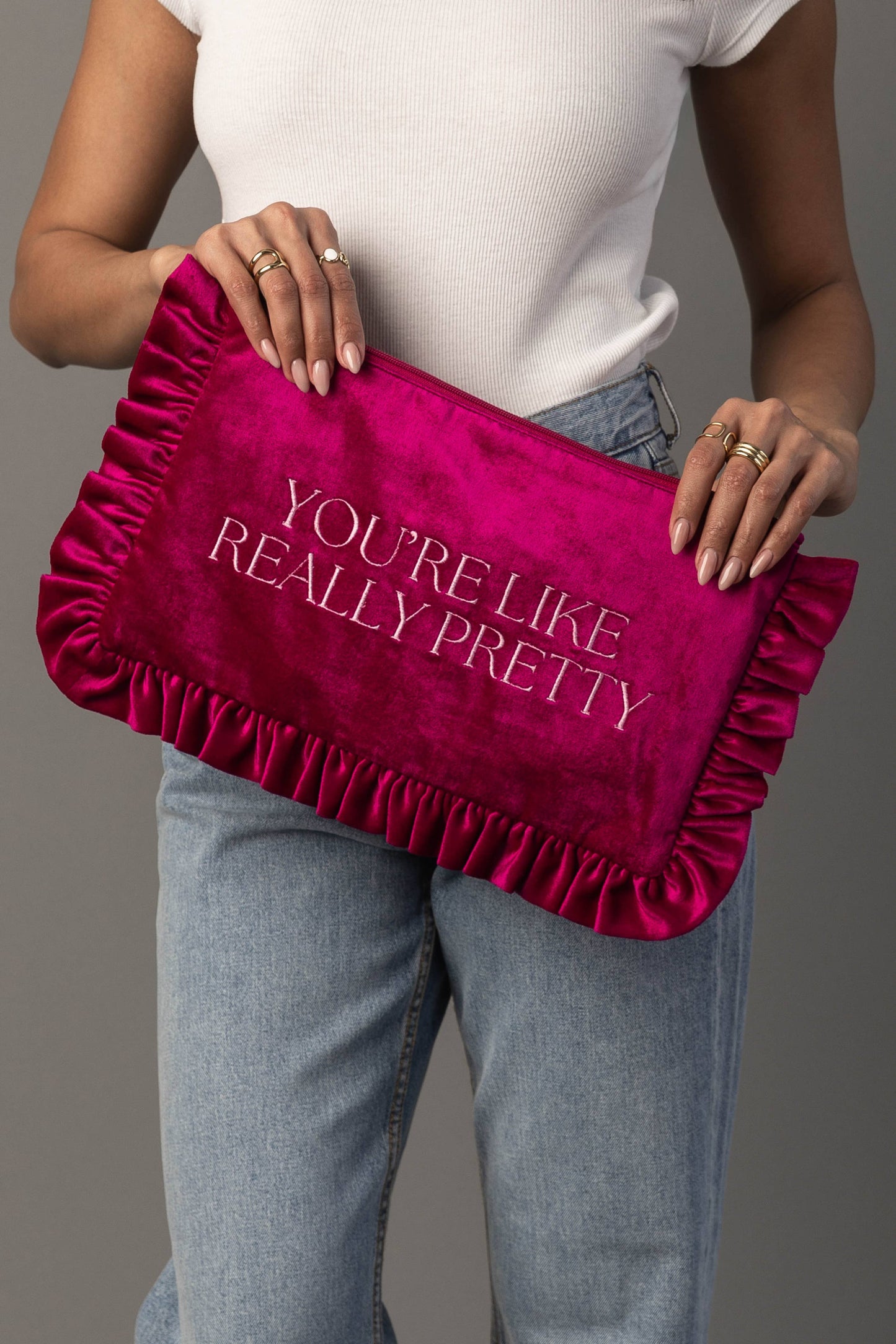 You're Like Really Pretty Ruffle Travel Pouch