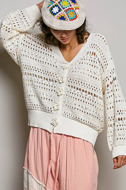 Pol: Flower Button Cardi