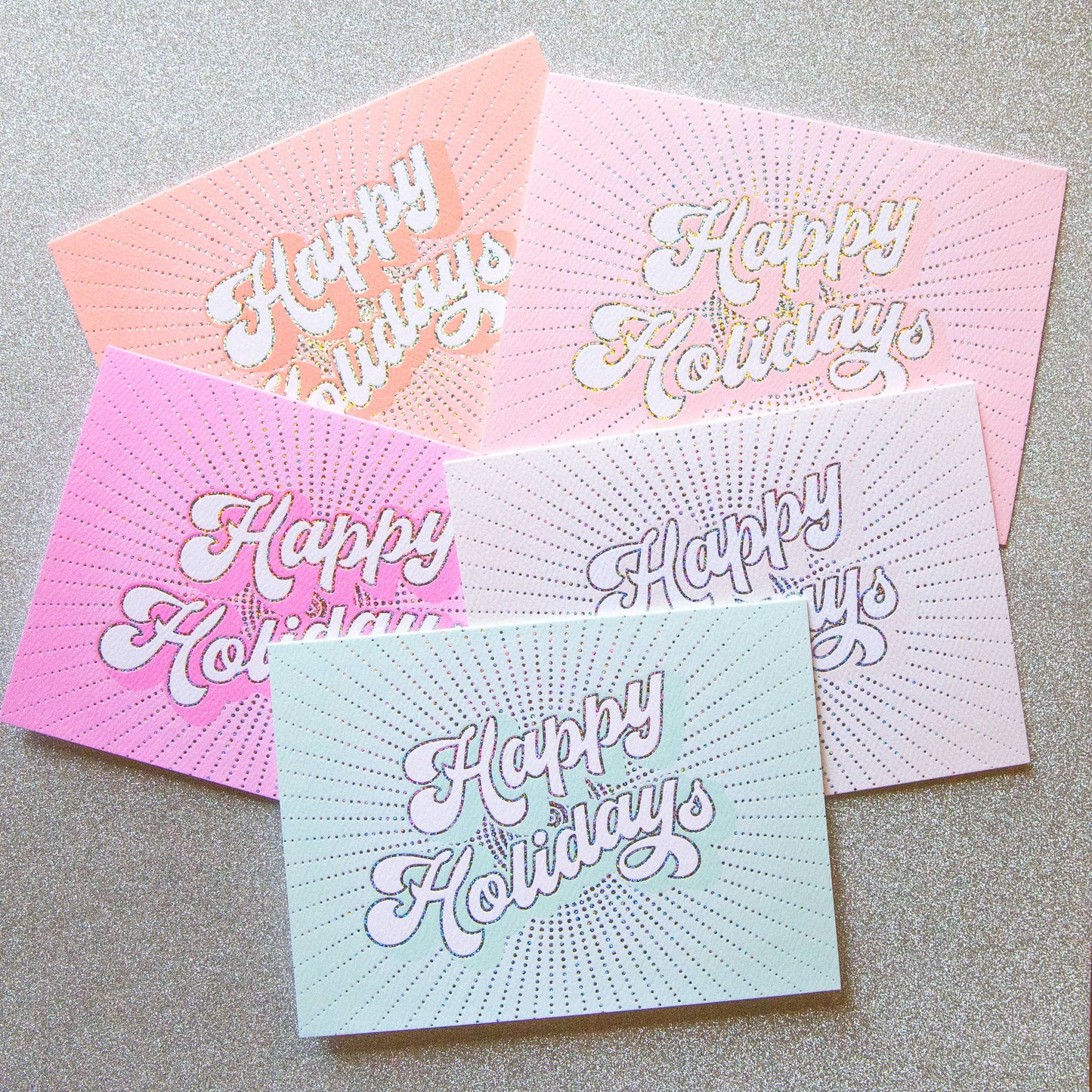 Happy Holidays Pack of 5 | Holographic Foil