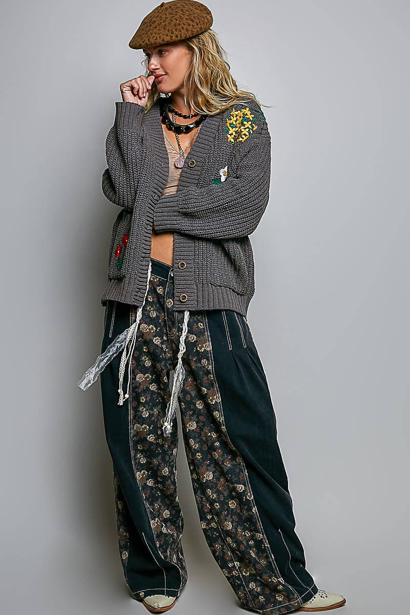 Flower Embroidered Cardi