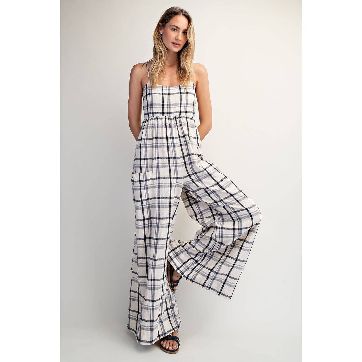 SMOCKED BACK JUMPSUIT