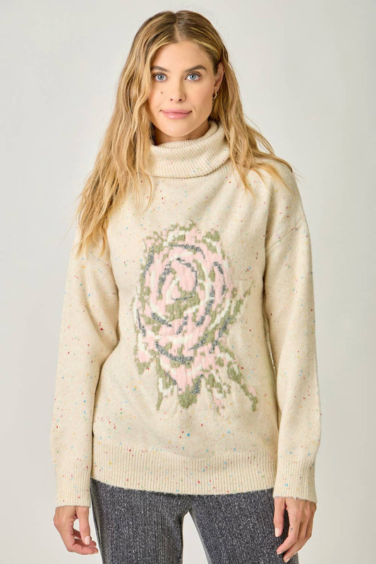 Turtleneck Floral Sweater