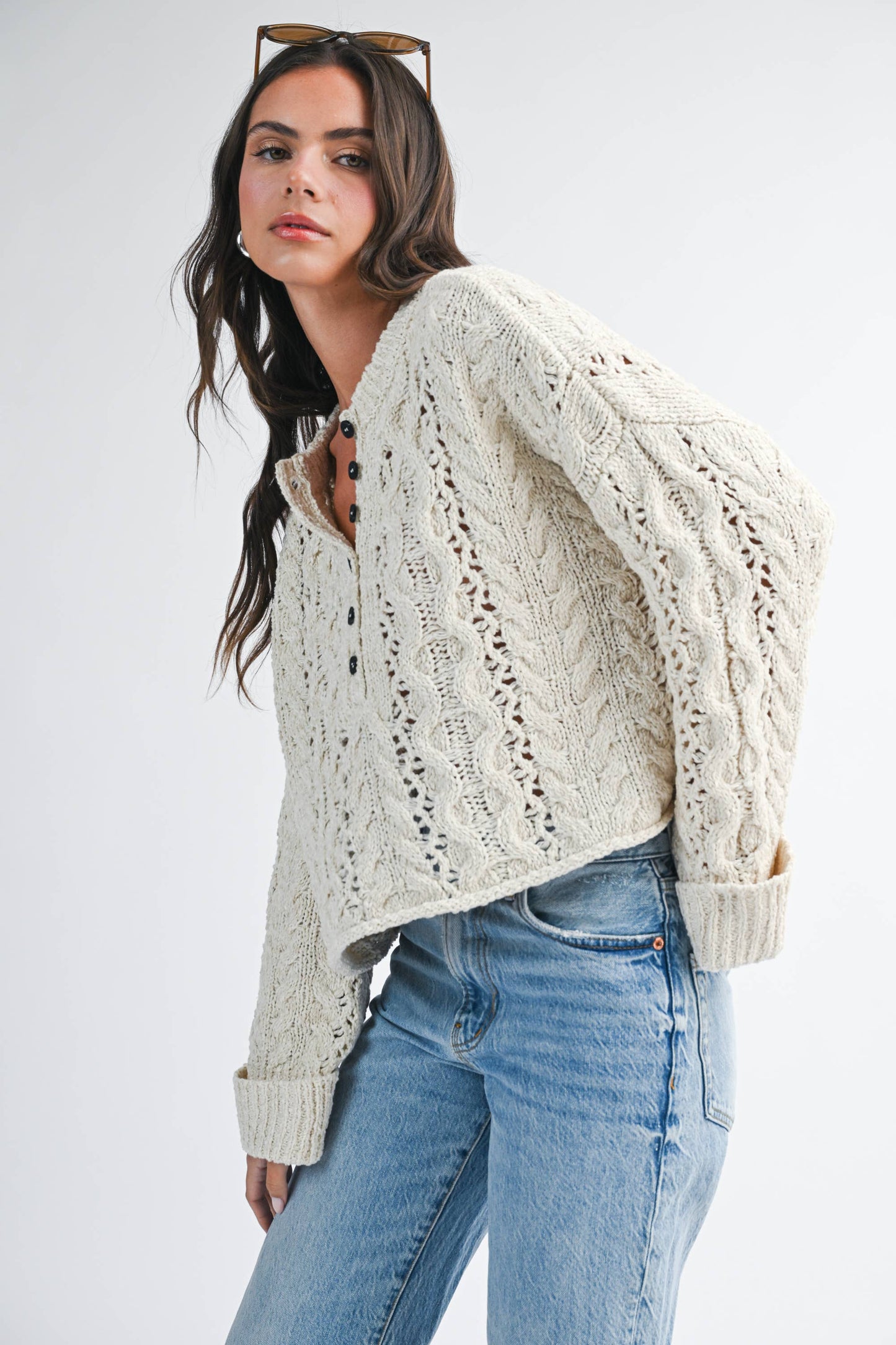 Cropped Henley  Sweater