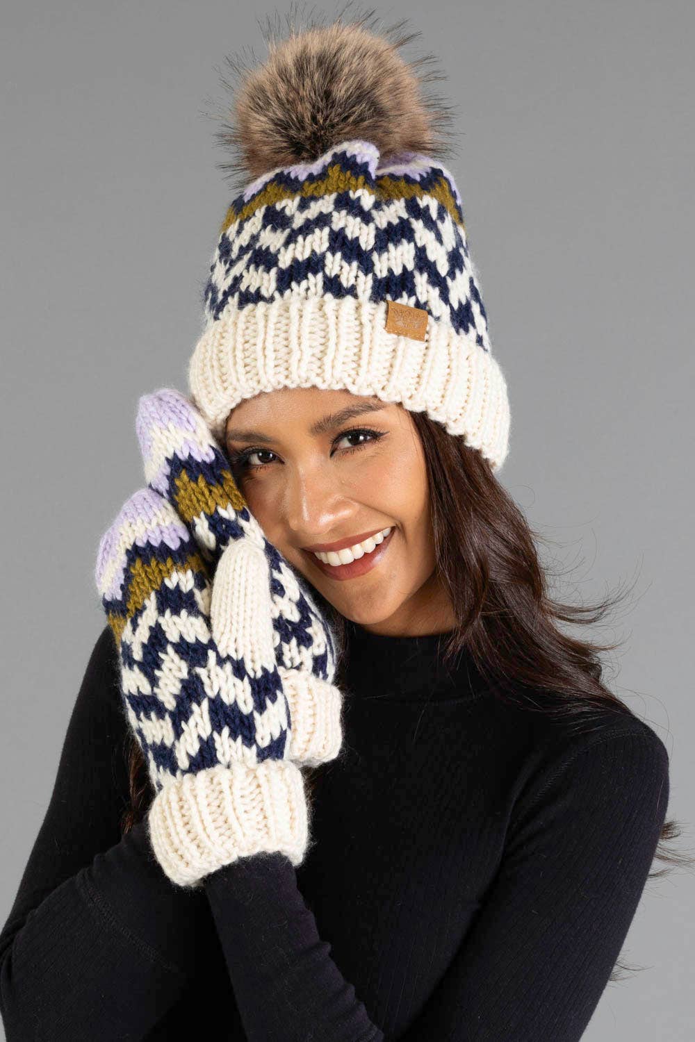 Lilac, Beige & Navy  Hat