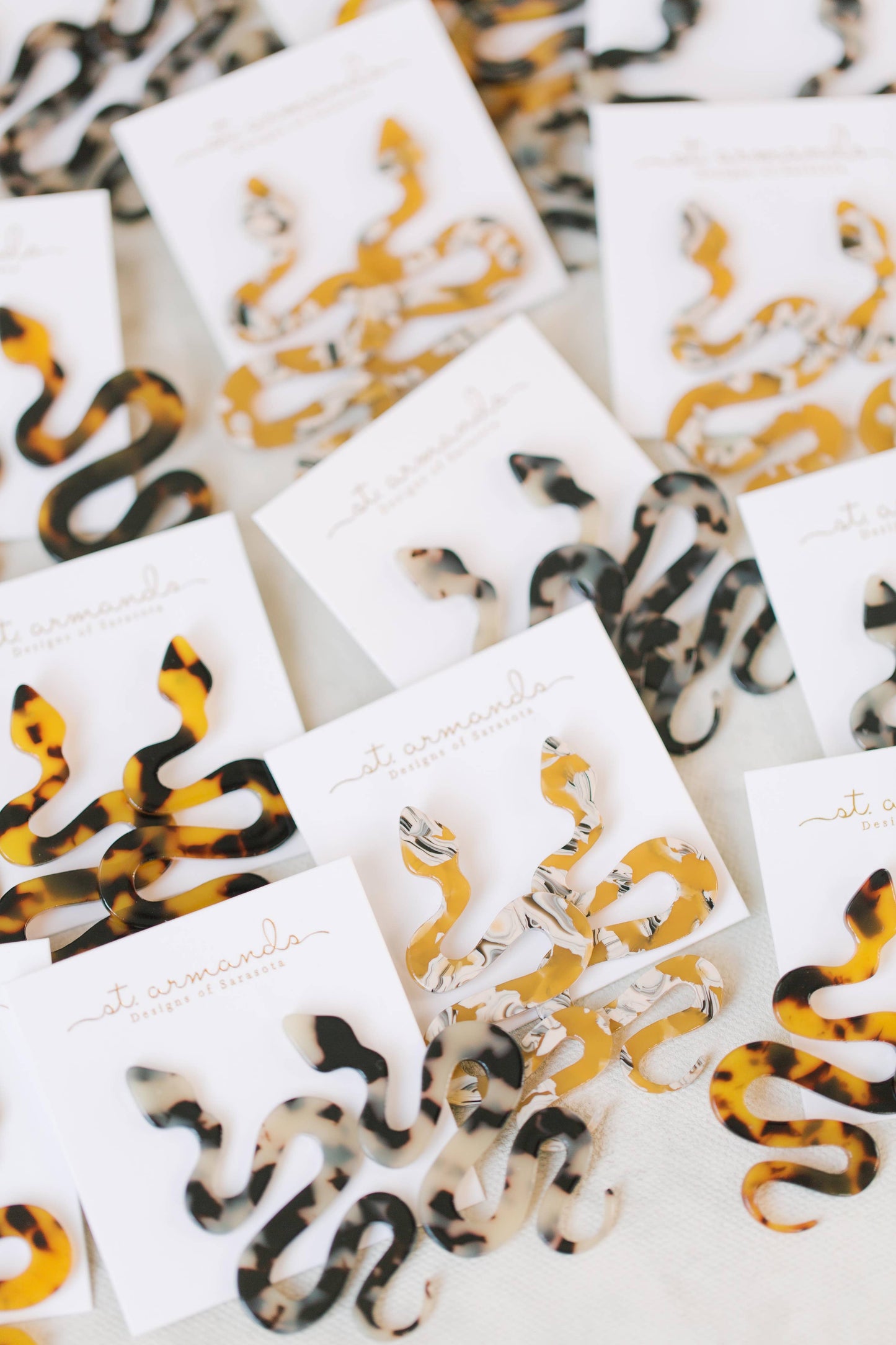 Blonde Tortoise Snake Earrings