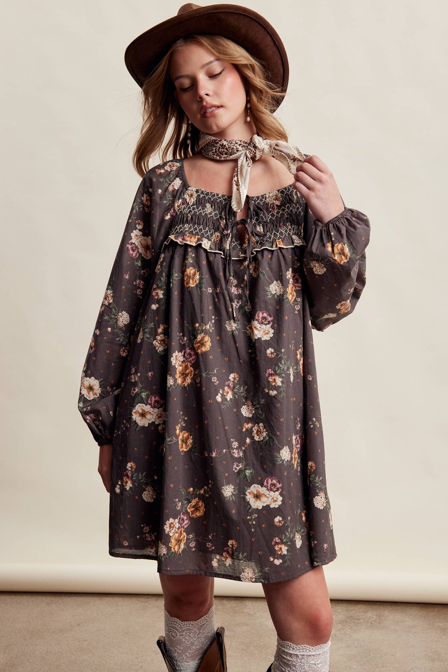 Smocked Floral Dress