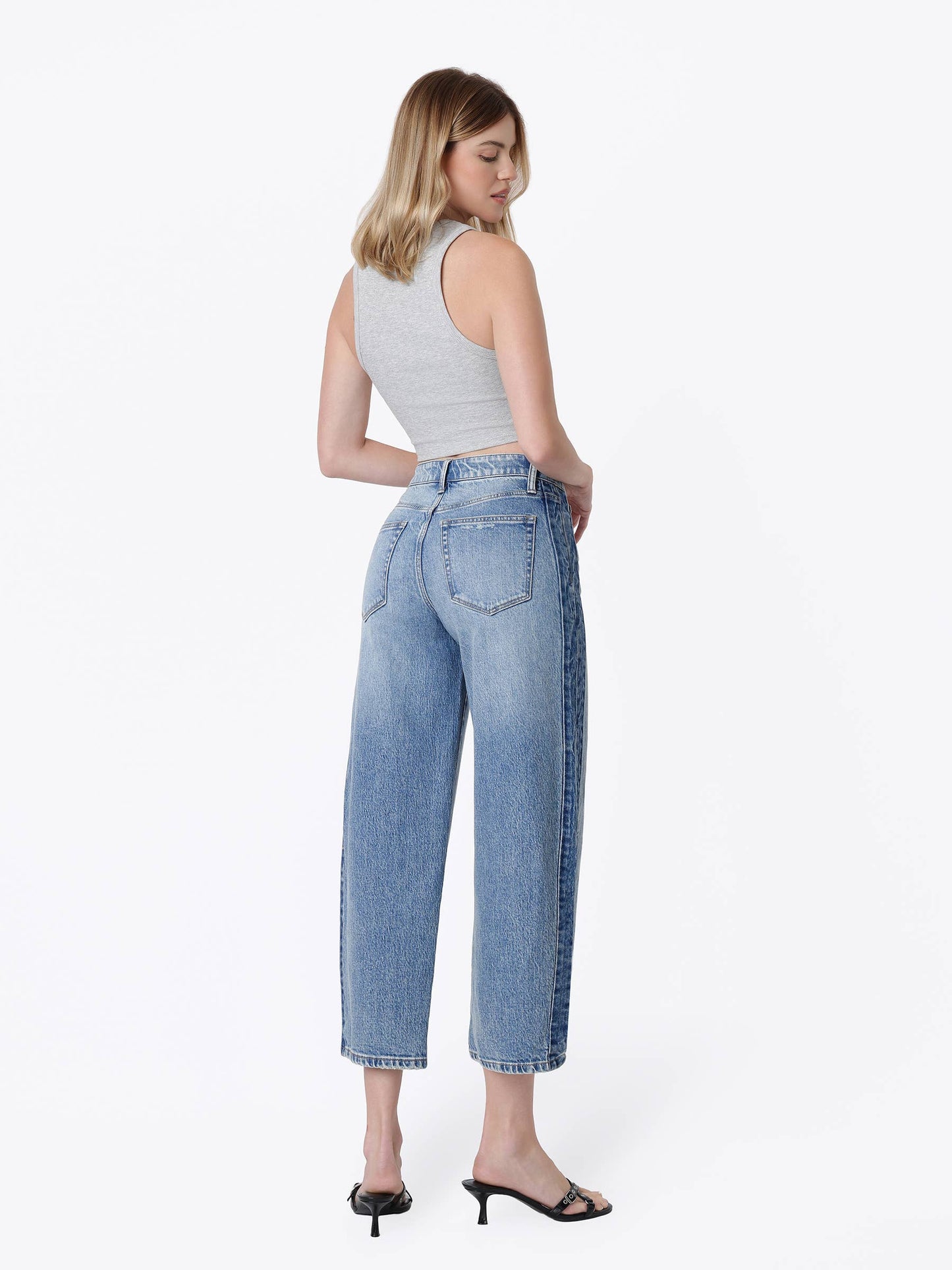 Side Stripe Barrel Jeans