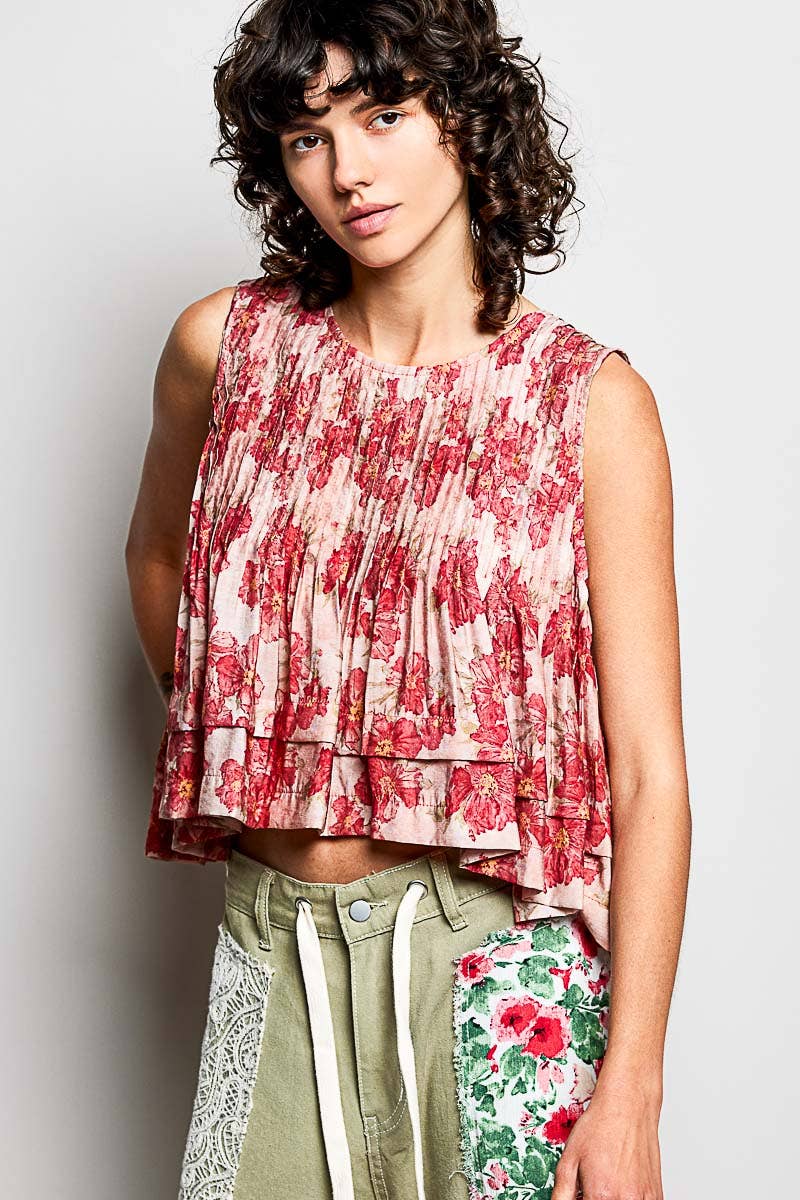 POL: Pintuck Floral Top