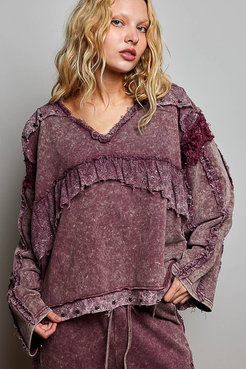 Pol: Ruffled Stud Pullover