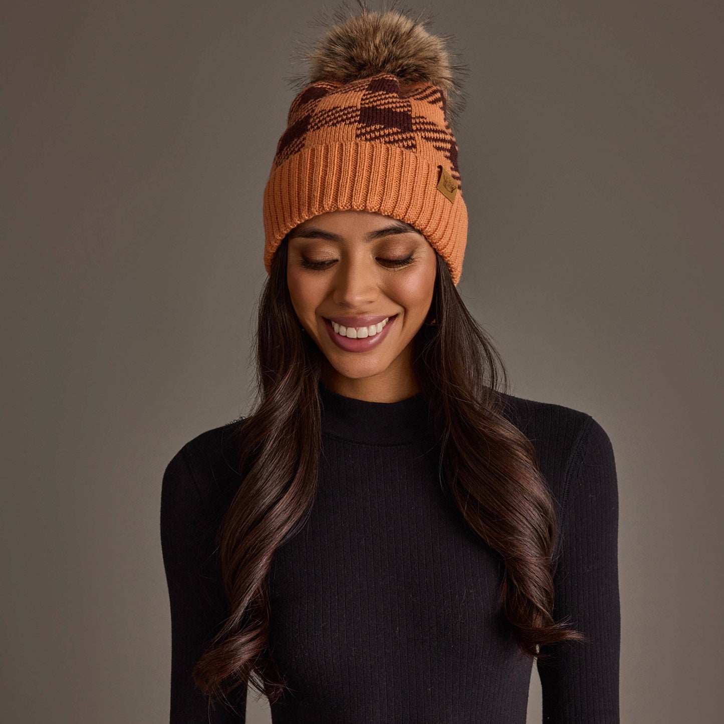 Orange & Brown Plaid Hat