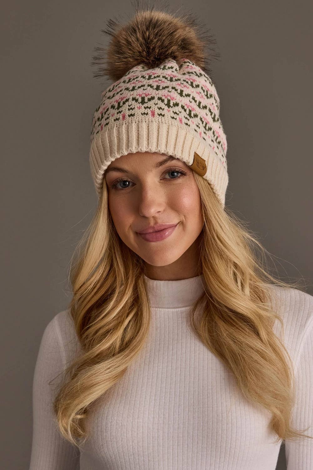 Cream/Pink Flower Hat