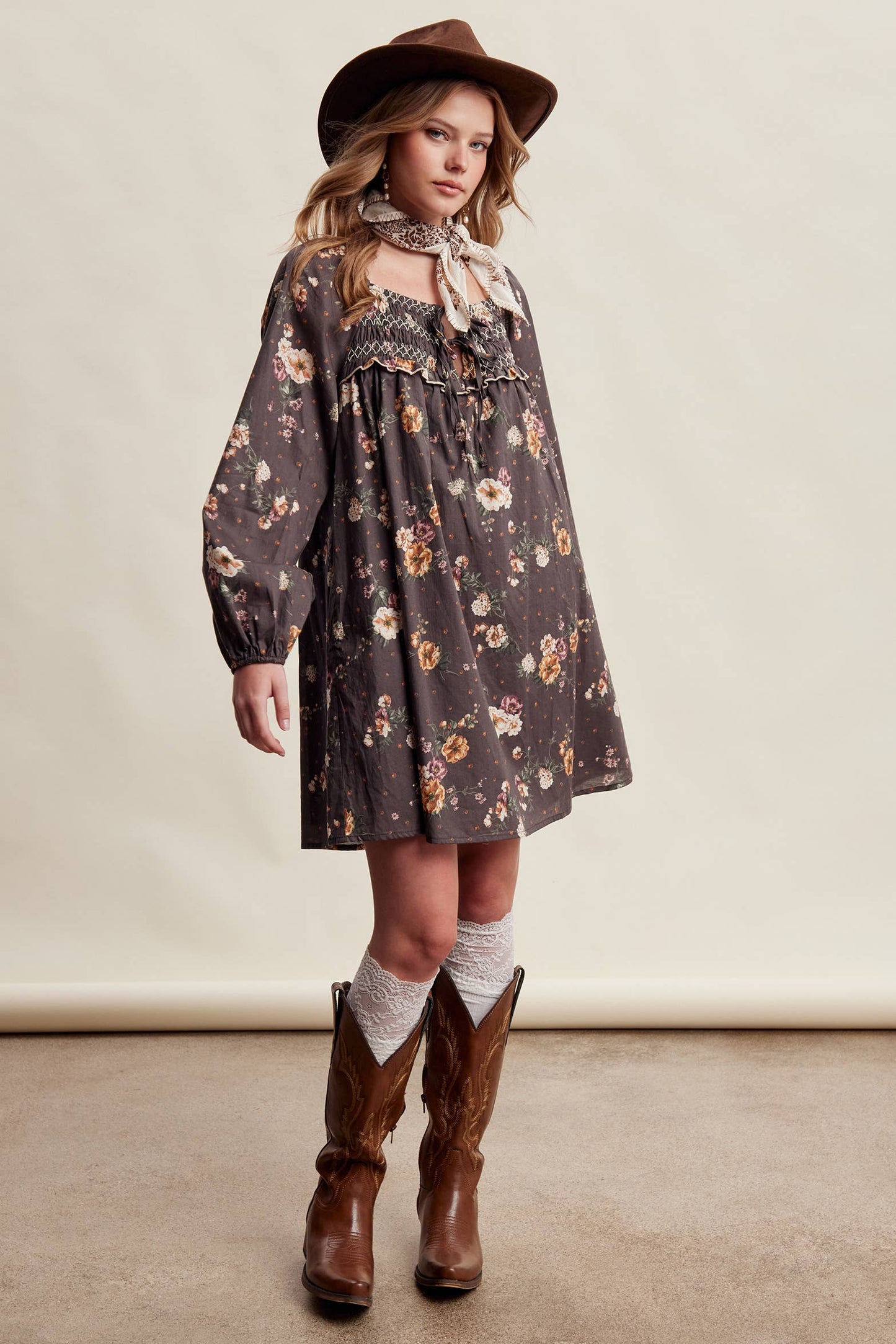 Smocked Floral Dress