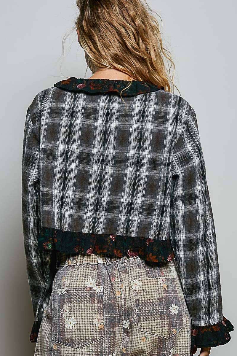 Pol: Ruffle Trim Cropped Shirt