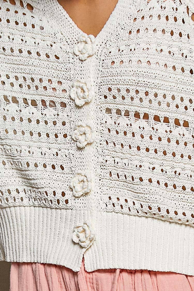 Pol: Flower Button Cardi