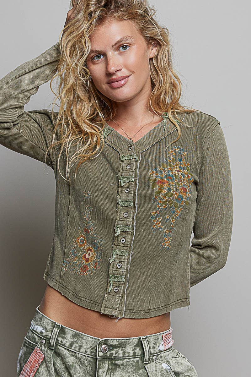 POL: Printed Ribbed Top