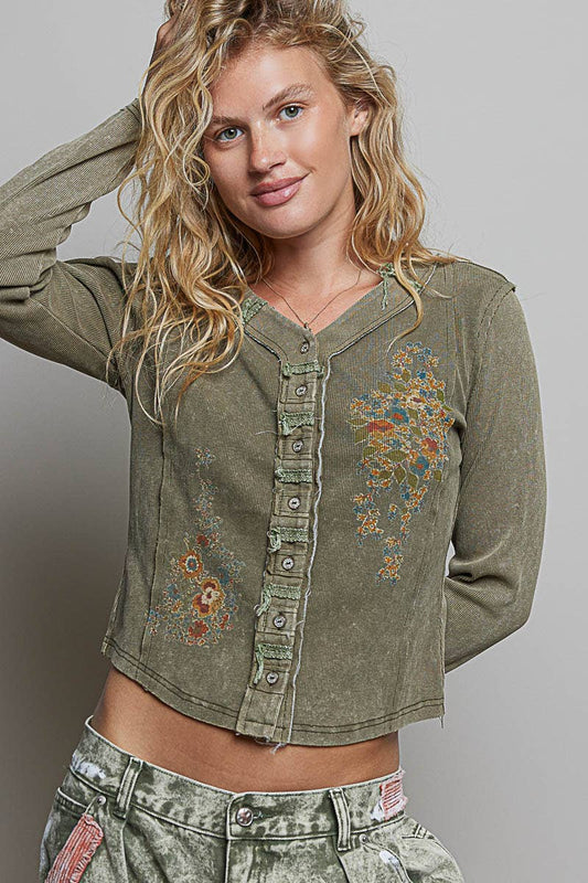 POL: Printed Ribbed Top