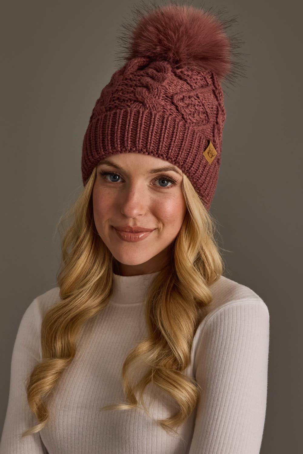 Berry Cable Knit Hat