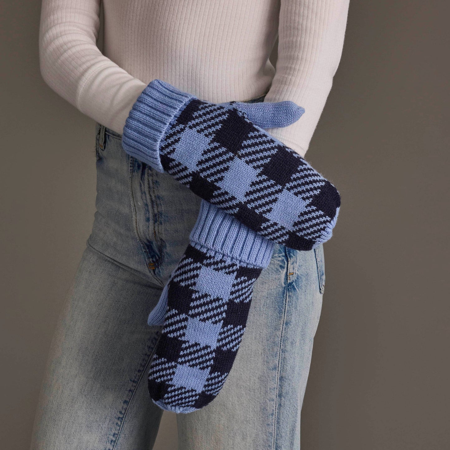 Blue Plaid Mittens