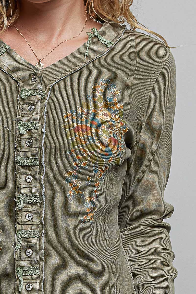 POL: Printed Ribbed Top
