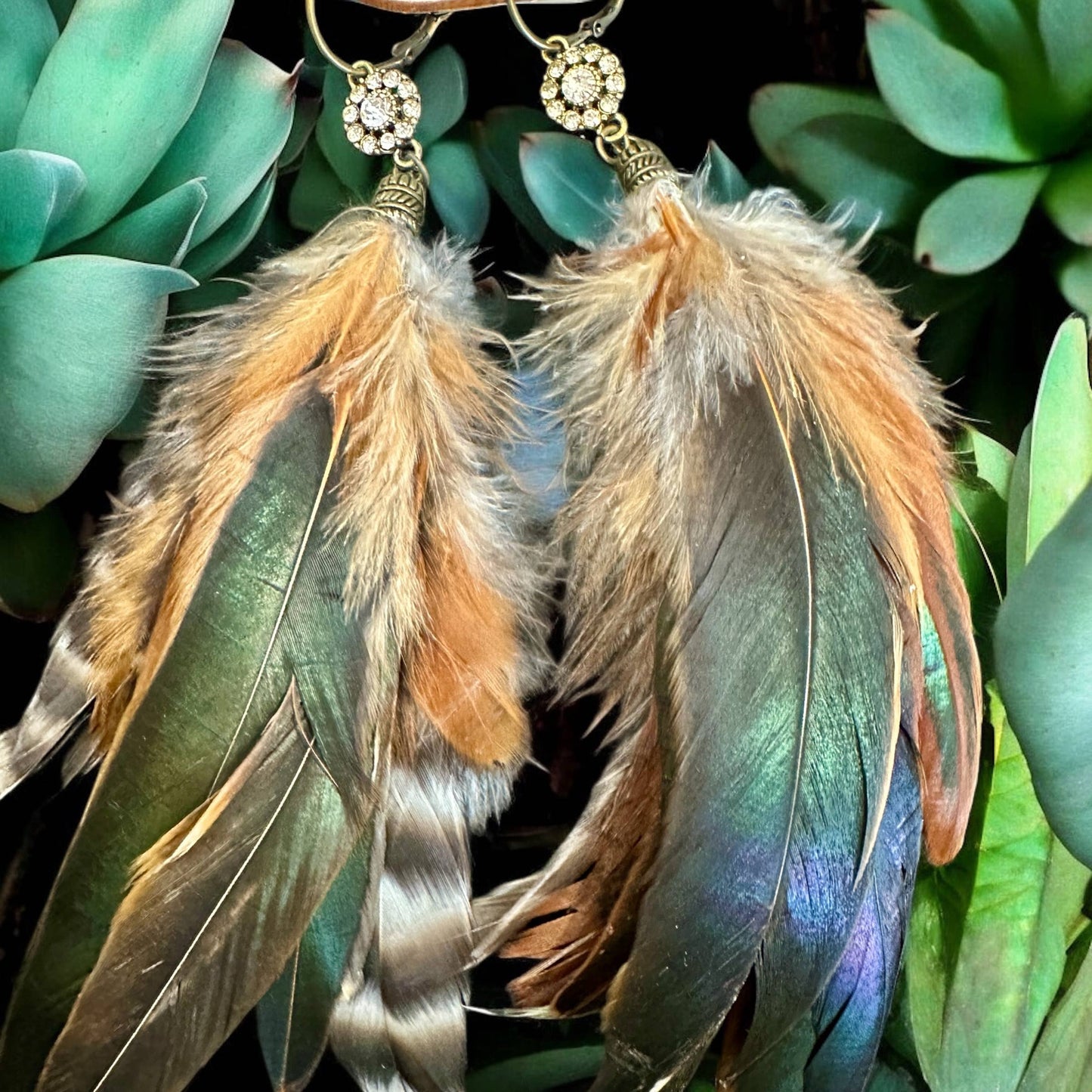 Rhinestone Feather Earrings