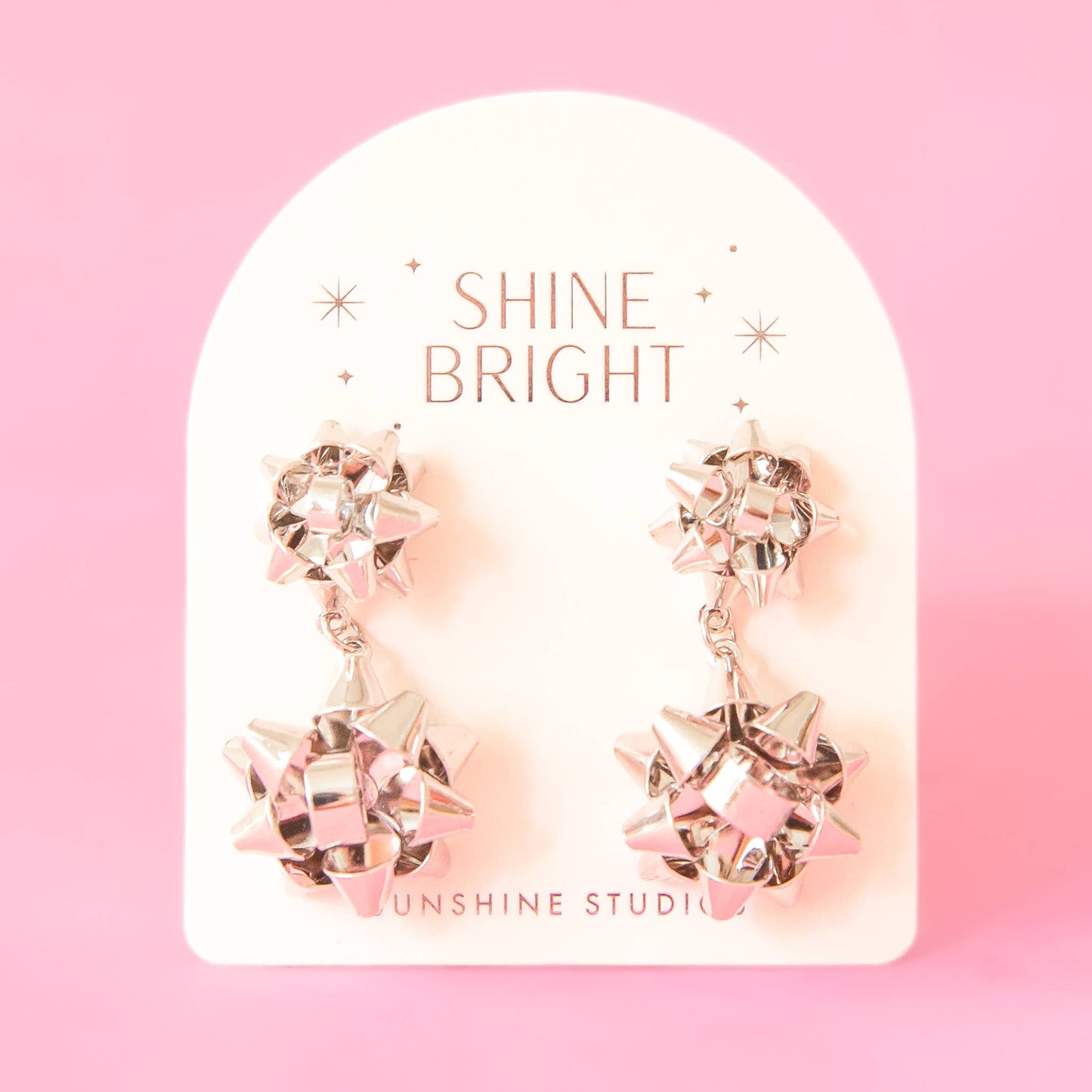 Holiday Bow Earrings Silver